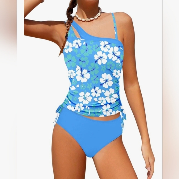 Girls Tankini Swimsuit Floral Print #881 NWOT - Picture 1 of 11